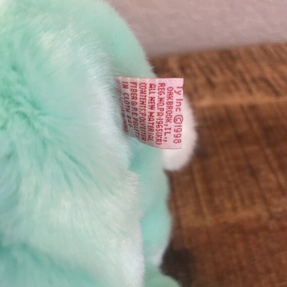 TY Beanie Buddy HIPPITY Green Bunny 14” Stuffed Animal Plush Beanie Babies 1998 - Picture 9 of 10